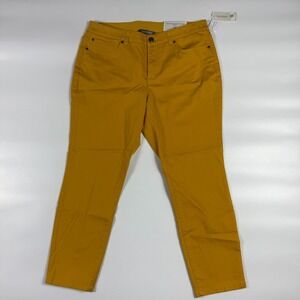 Signature Slimming Ankle Jeans Womens 12 Yellow Mid Rise Shaped Fit Skinny Leg